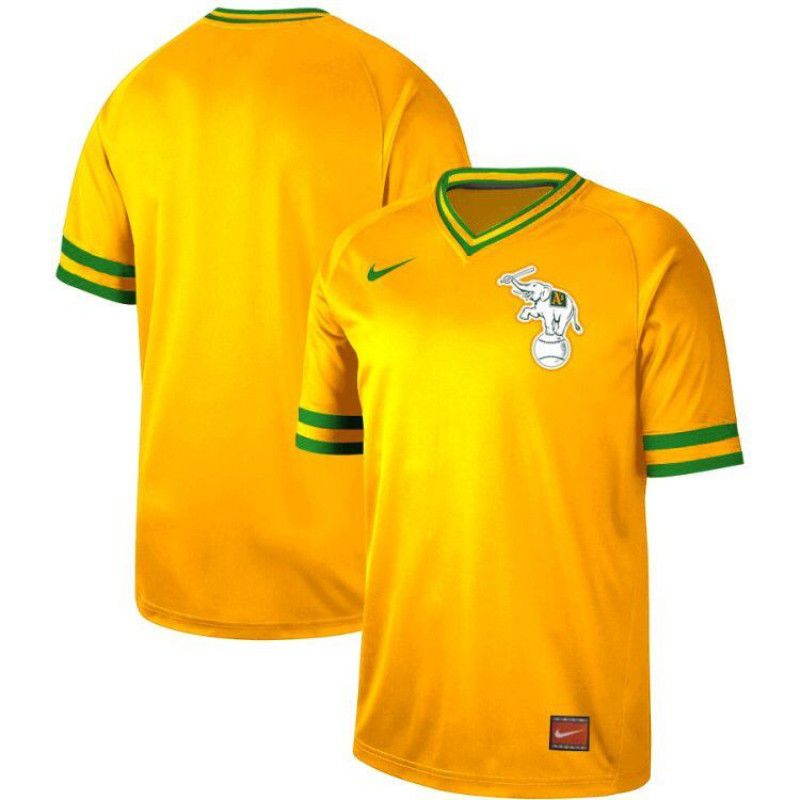 Men Oakland Athletics Blank Yellow Nike Cooperstown Collection Legend V-Neck MLB Jersey->oakland athletics->MLB Jersey
